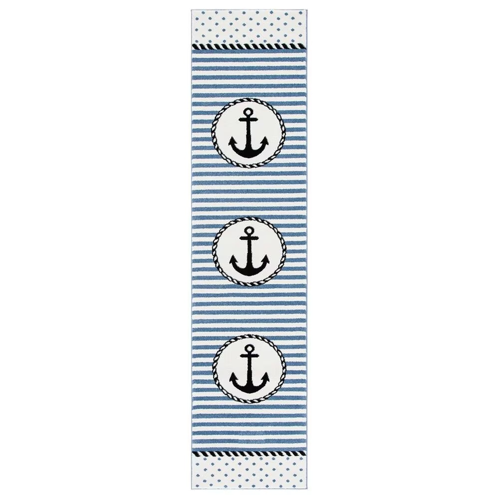 Safavieh Carousel 2'3" x 10' Ivory and Navy Kids Runner