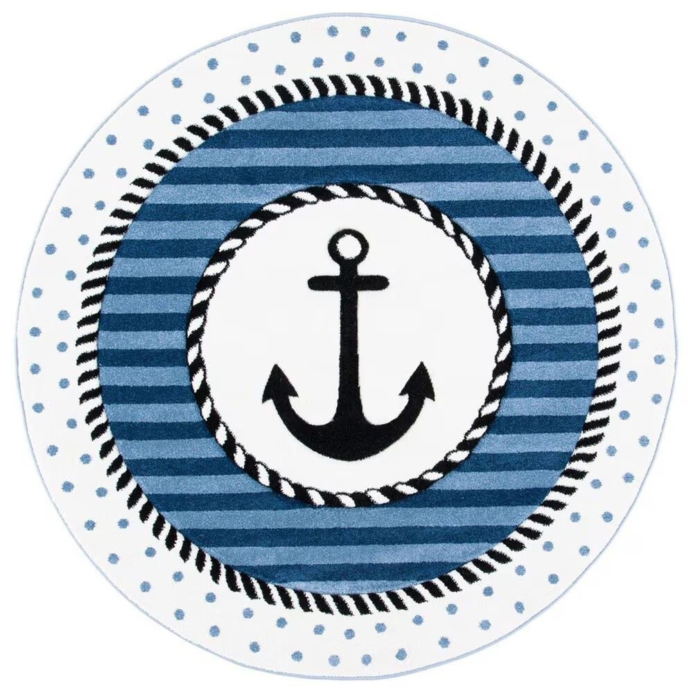 Safavieh Carousel Nautical 8' Round Navy and Ivory KidsArea Rug