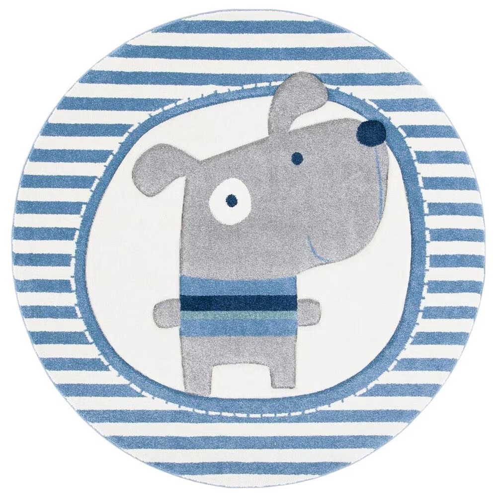 Safavieh Carousel CRK126 5'3" Round Ivory and Blue KidsArea Rug