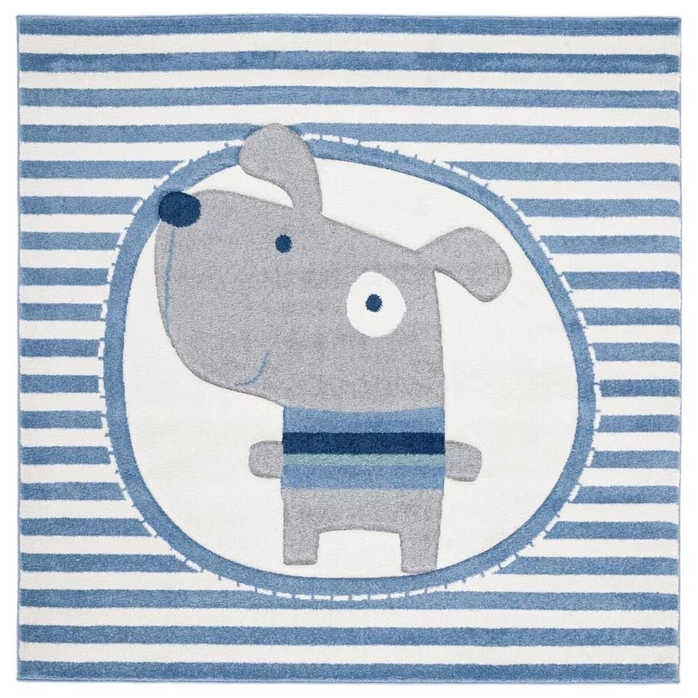 Safavieh Carousel CRK126A 5'3" Square Ivory and Blue KidsArea Rug