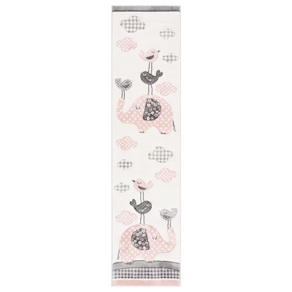 Safavieh Carousel CRK127 2' x 8' Pink and Ivory Kids Runner