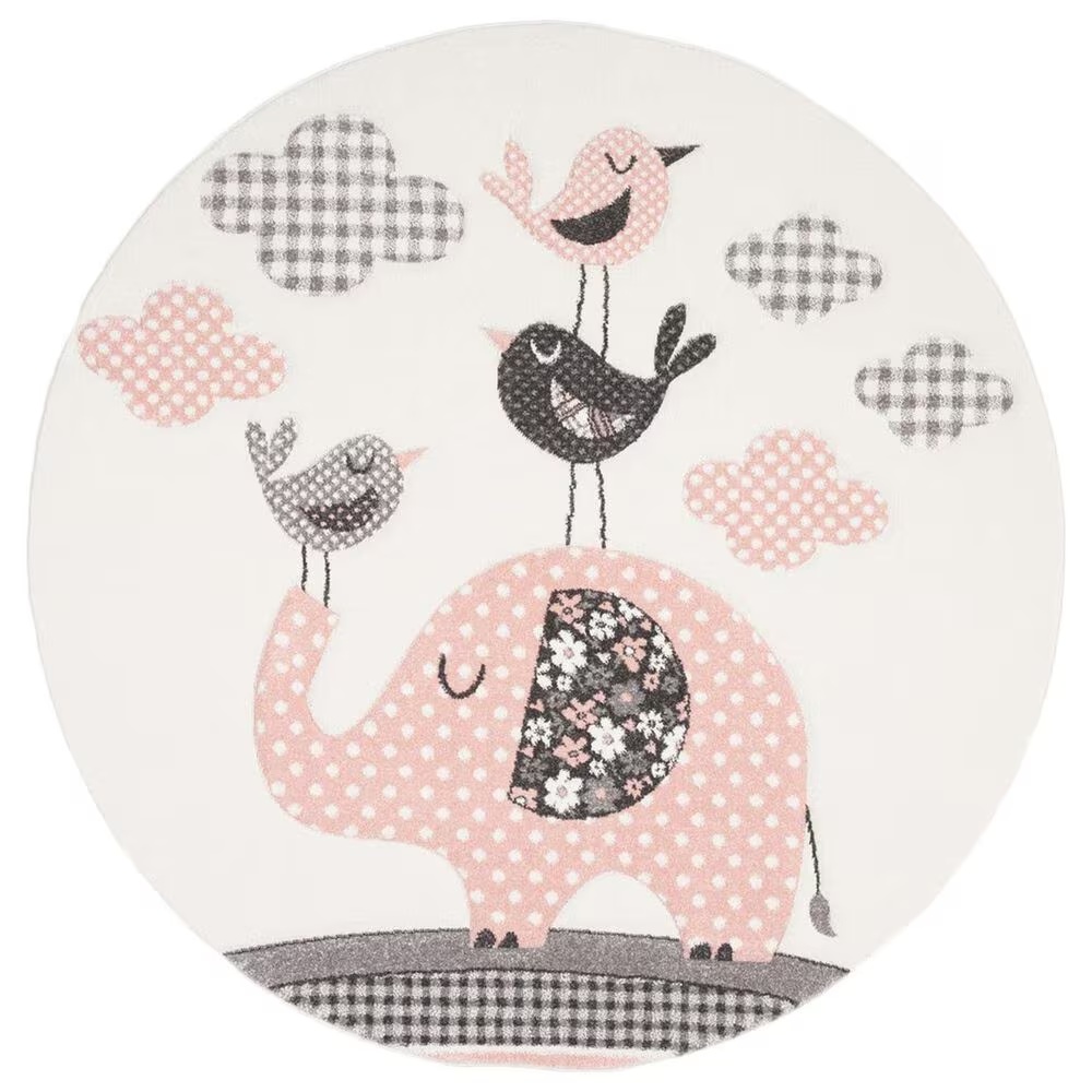 Safavieh Carousel CRK127P 3' Round Pink and Ivory KidsArea Rug