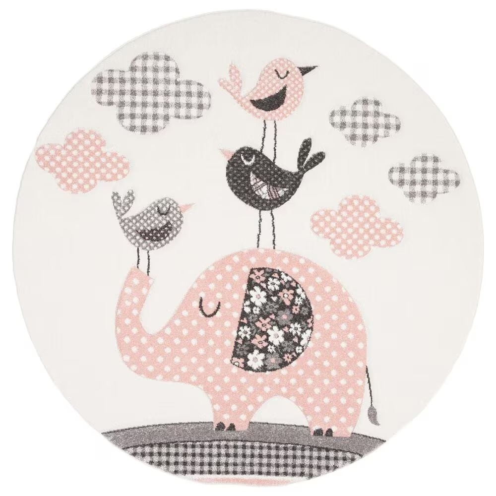Safavieh Carousel CRK127 6'7" Round Pink and Ivory KidsArea Rug