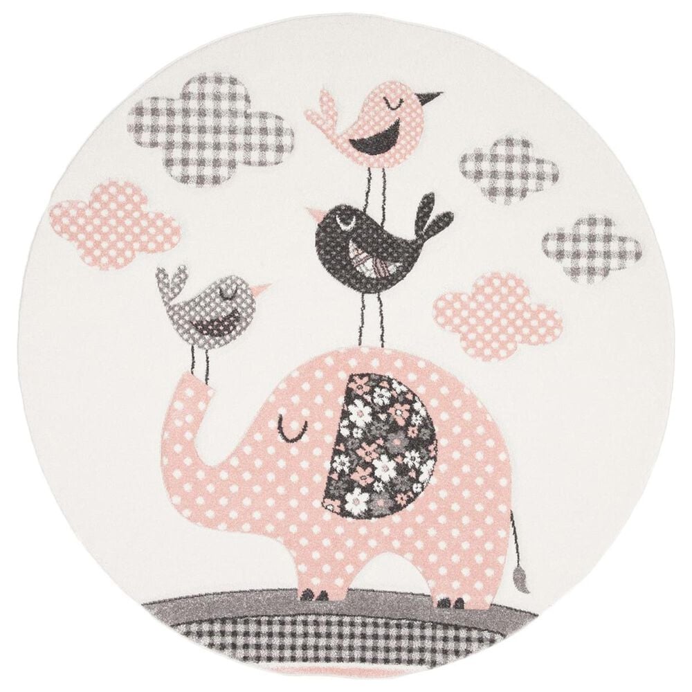 Safavieh Carousel CRK127 8' Round Pink and Ivory KidsArea Rug