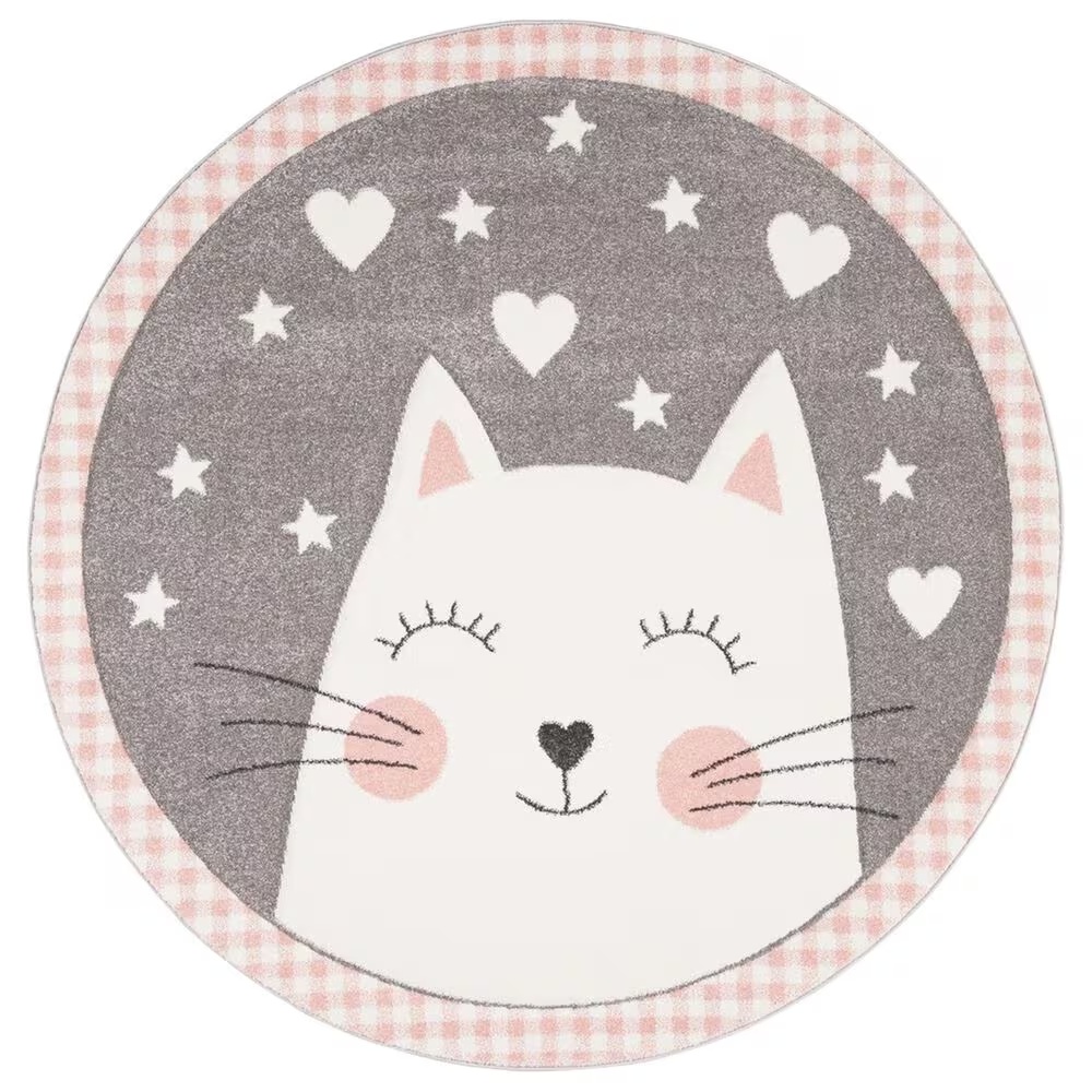 Safavieh Carousel CRK134 5'3" Round Pink and Grey KidsAreaRug