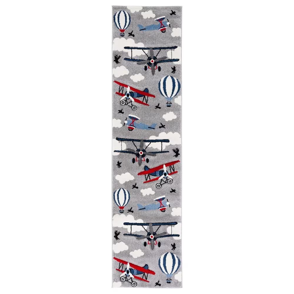 Safavieh Carousel 2'3" x 10' Light Grey and Red Kids Runner