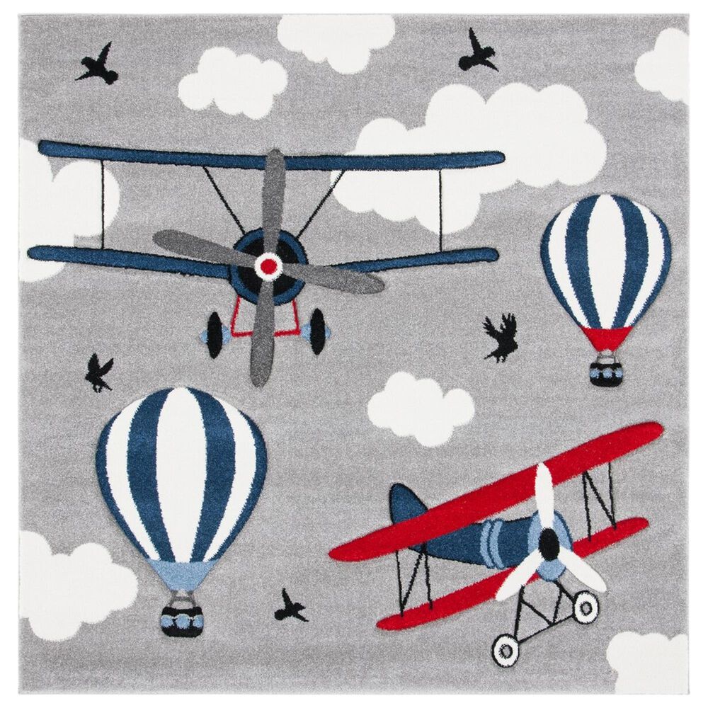 Safavieh Carousel 8' Square Light Grey and Red KidsArea Rug