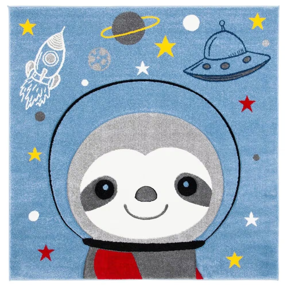 Safavieh Carousel Outer Space 5'3" Square Blue and Grey KidsArea Rug