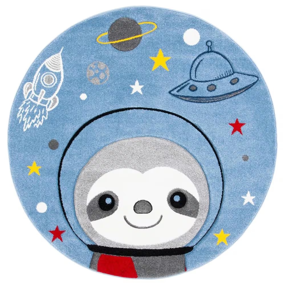 Safavieh Carousel Outer Space 6'7" Round Blue and Grey Kids Area Rug