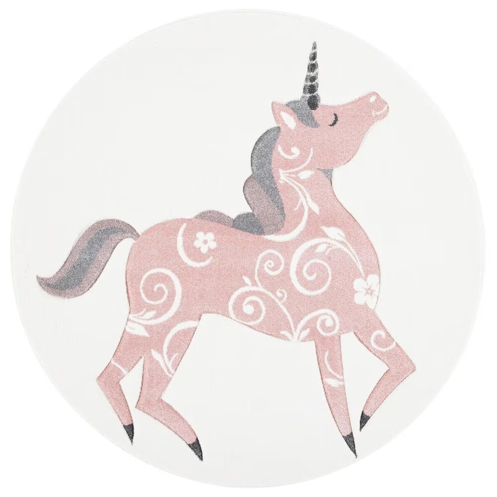 Safavieh Carousel CRK163 3' Round Ivory and Pink KidsArea Rug