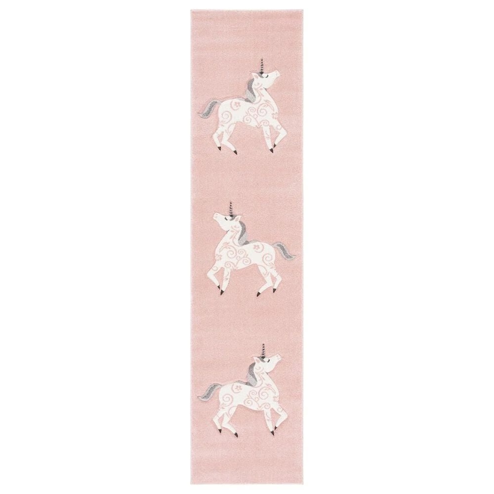 Safavieh Carousel CRK163 2' x 8' Pink and Ivory Kids Runner