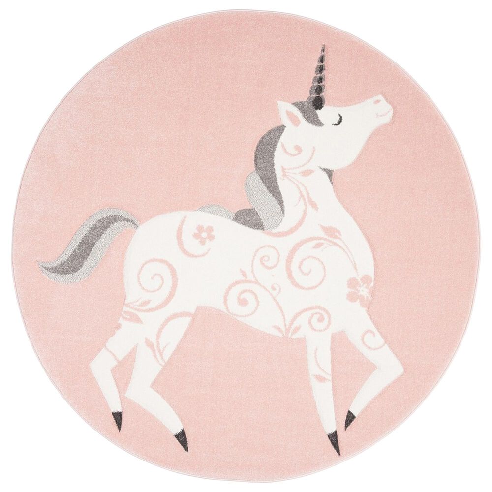 Safavieh Carousel CRK163 8' Round Pink and Ivory KidsArea Rug