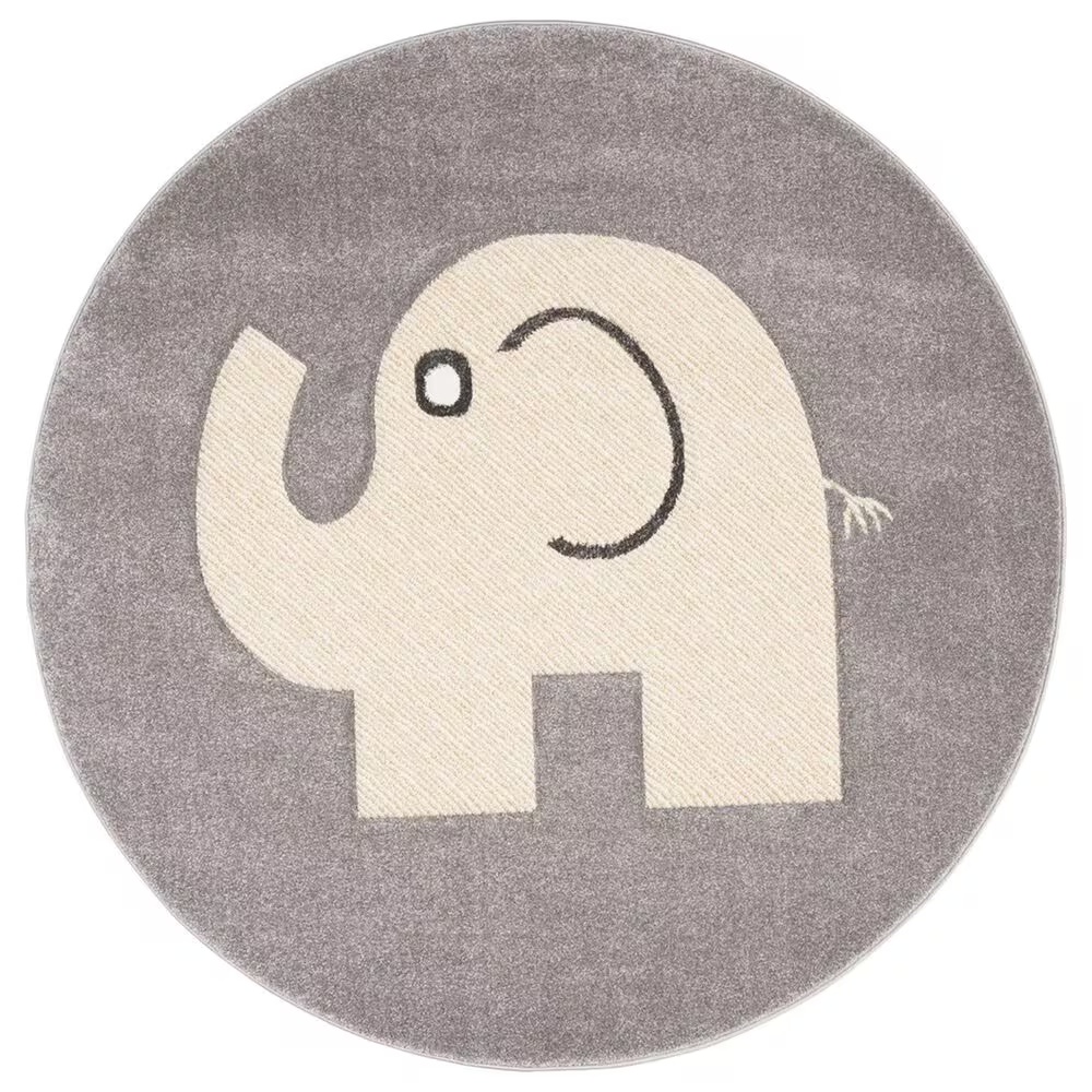 Safavieh Carousel CRK165 8' Round Grey and Ivory KidsArea Rug