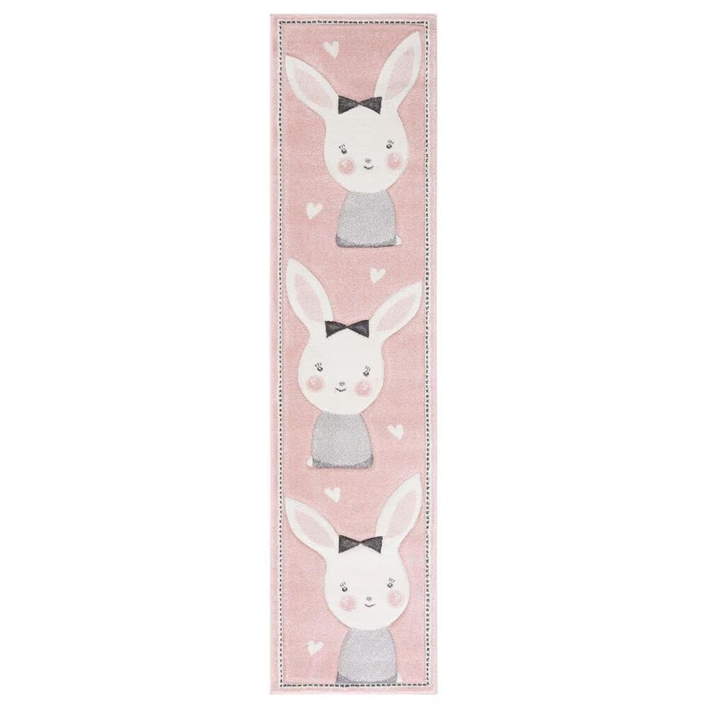 Safavieh Carousel CRK166 2' x 8' Pink and Ivory Kids Runner