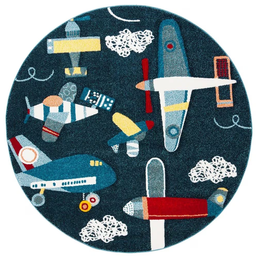 Safavieh Carousel CRK167N 6'7" Round Navy and Ivory KidsArea Rug