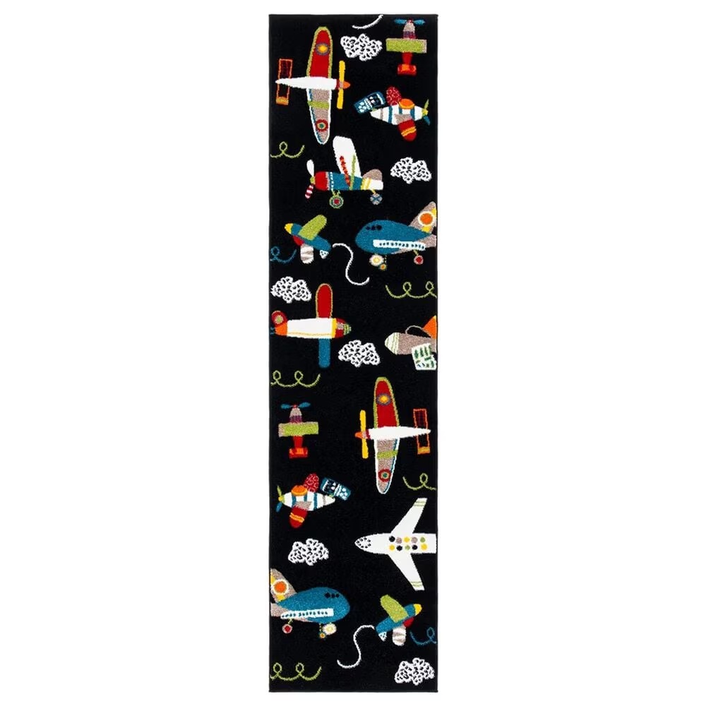 Safavieh Carousel Outer Space 2' x 8' Black and Ivory Kids Runner