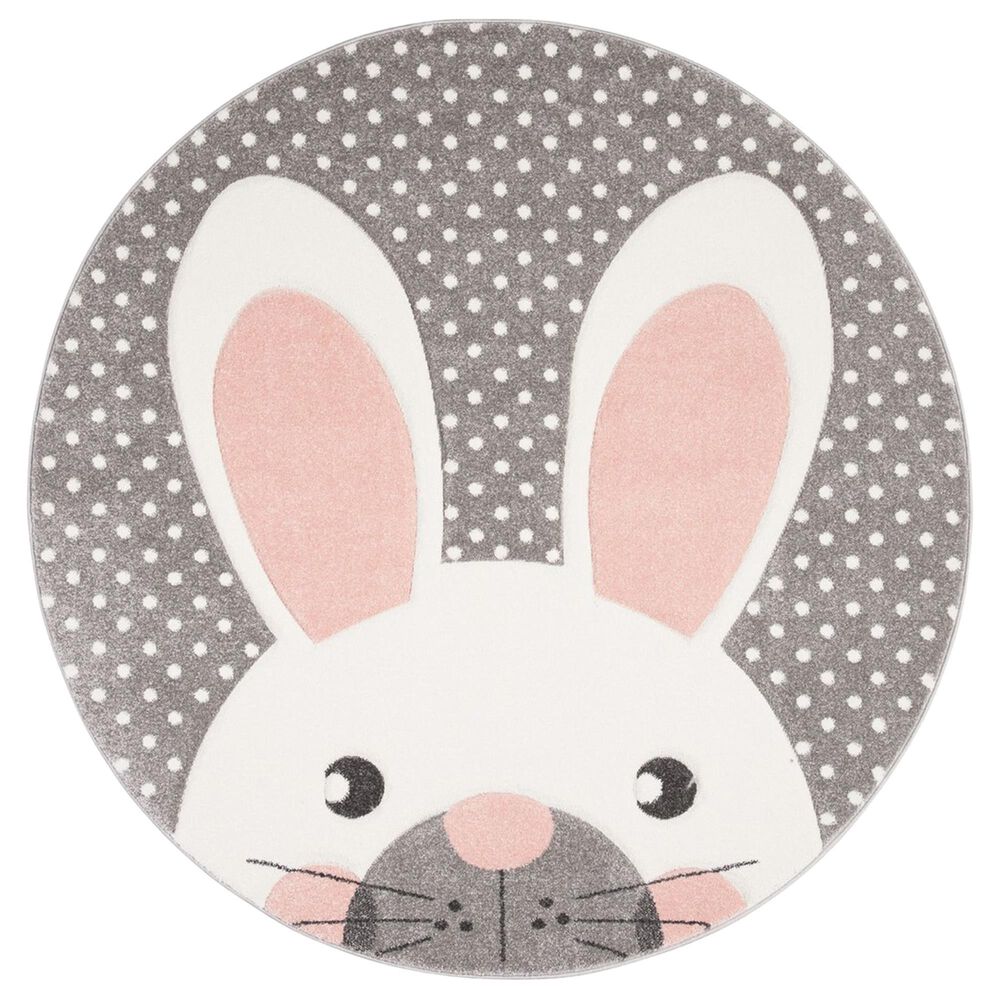 Safavieh Carousel 4' Round Pink and Grey KidsArea Rug