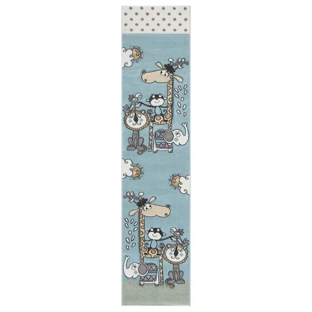 Safavieh Carousel Animals 2'3" x 10' Ivory and Blue Kids Runner