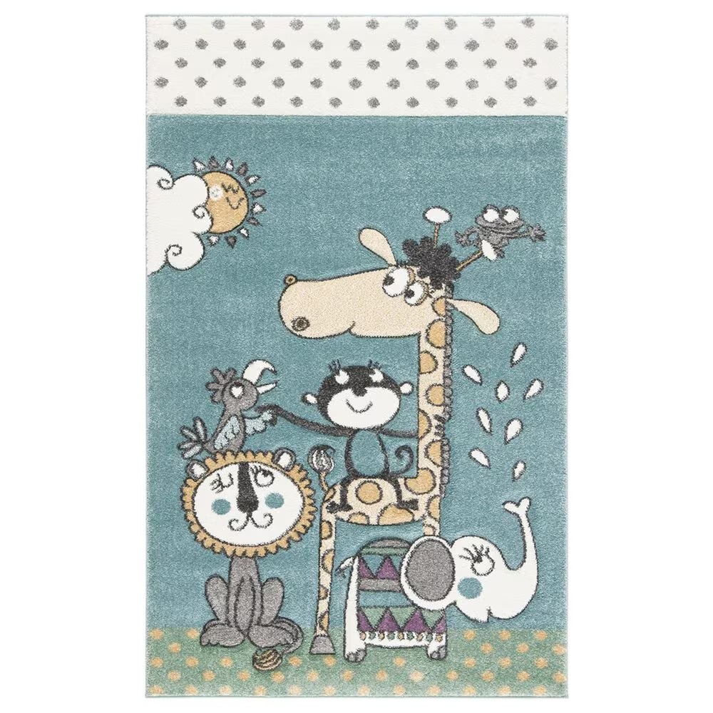 Safavieh Carousel CRK185 3'3" x 5'3" Ivory and Blue KidsArea Rug