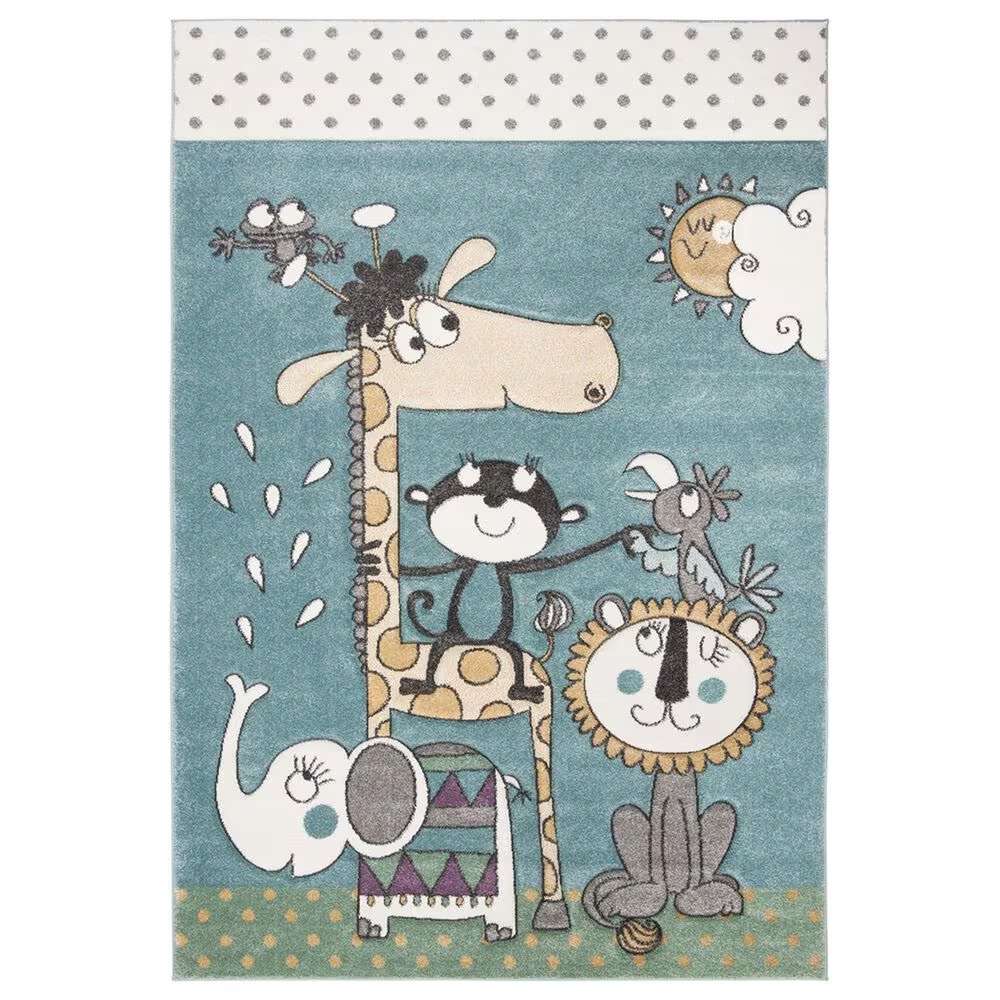 Safavieh Carousel CRK185 4' x 6' Ivory and Blue KidsArea Rug