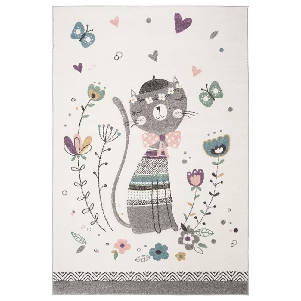 Safavieh Carousel CRK187 5'3" x 7'6" Ivory and Pink KidsArea Rug