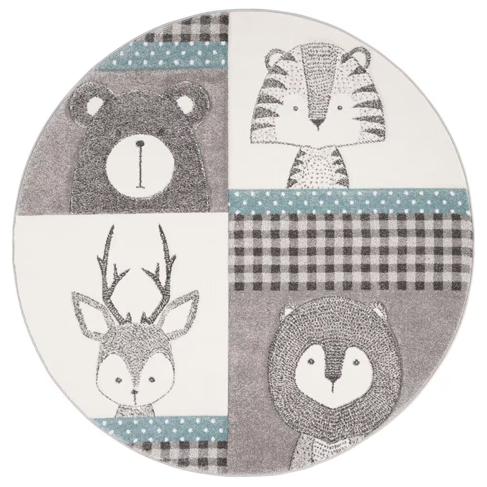 Safavieh Carousel 5'3" Round Grey and Ivory KidsArea Rug