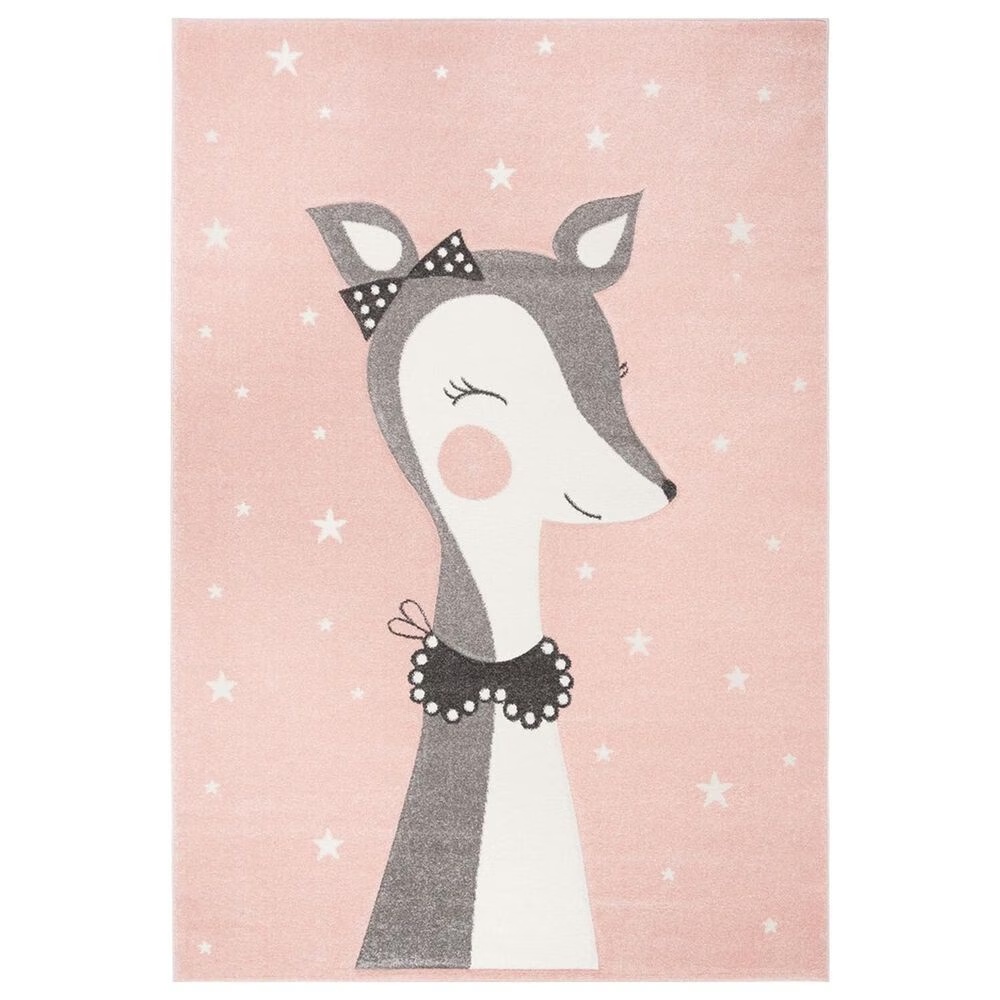 Safavieh Carousel CRK191 5'3" x 7'6" Pink and Ivory KidsArea Rug