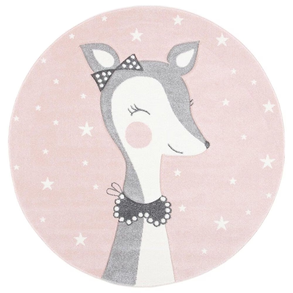 Safavieh Carousel CRK191 5'3" Round Pink and Ivory KidsArea Rug