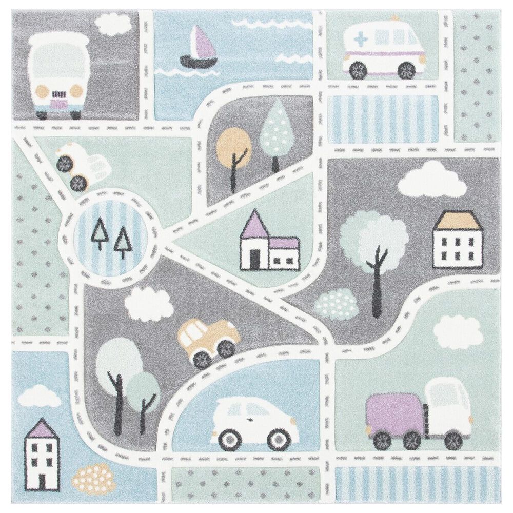 Safavieh Carousel 5'3" Square Grey and Light Blue KidsArea Rug