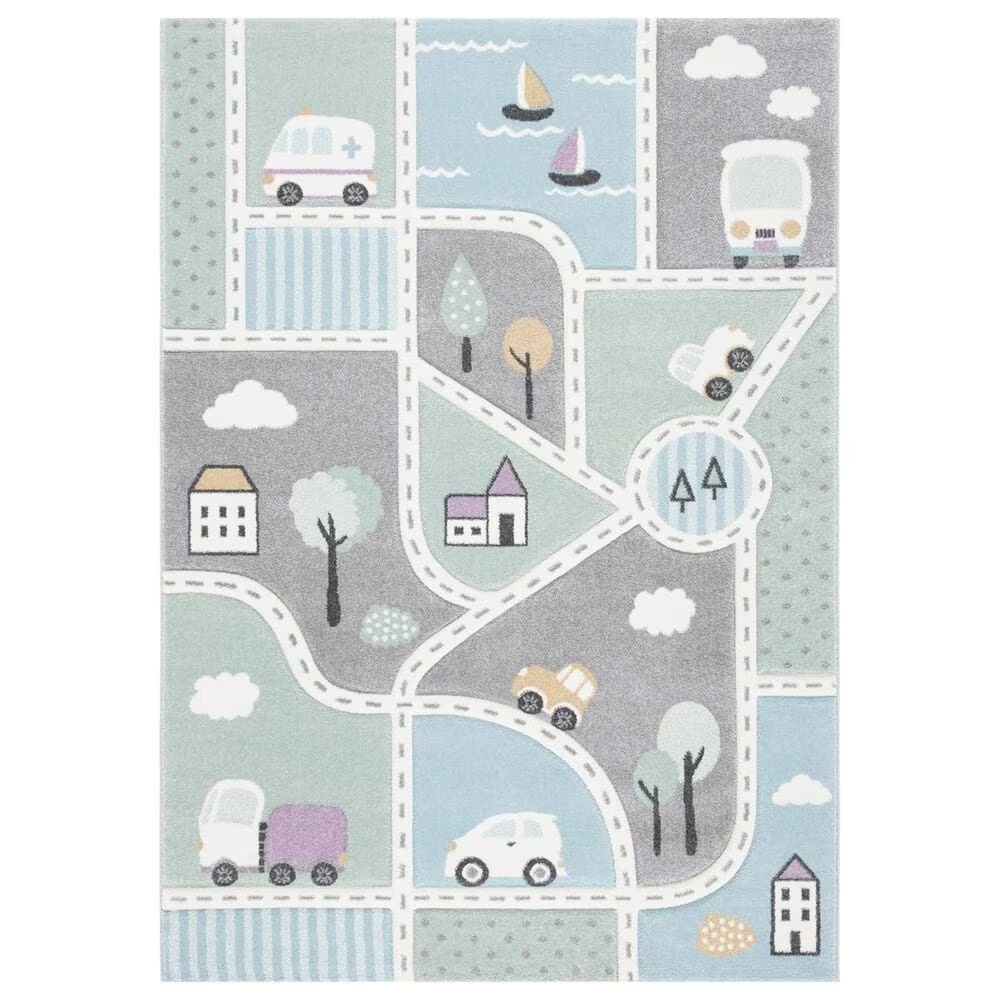 Safavieh Carousel 8' x 10' Grey and Light Blue KidsArea Rug
