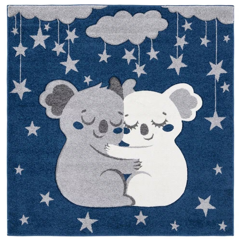 Safavieh Carousel Animals 5'3" Square Navy and Grey KidsArea Rug