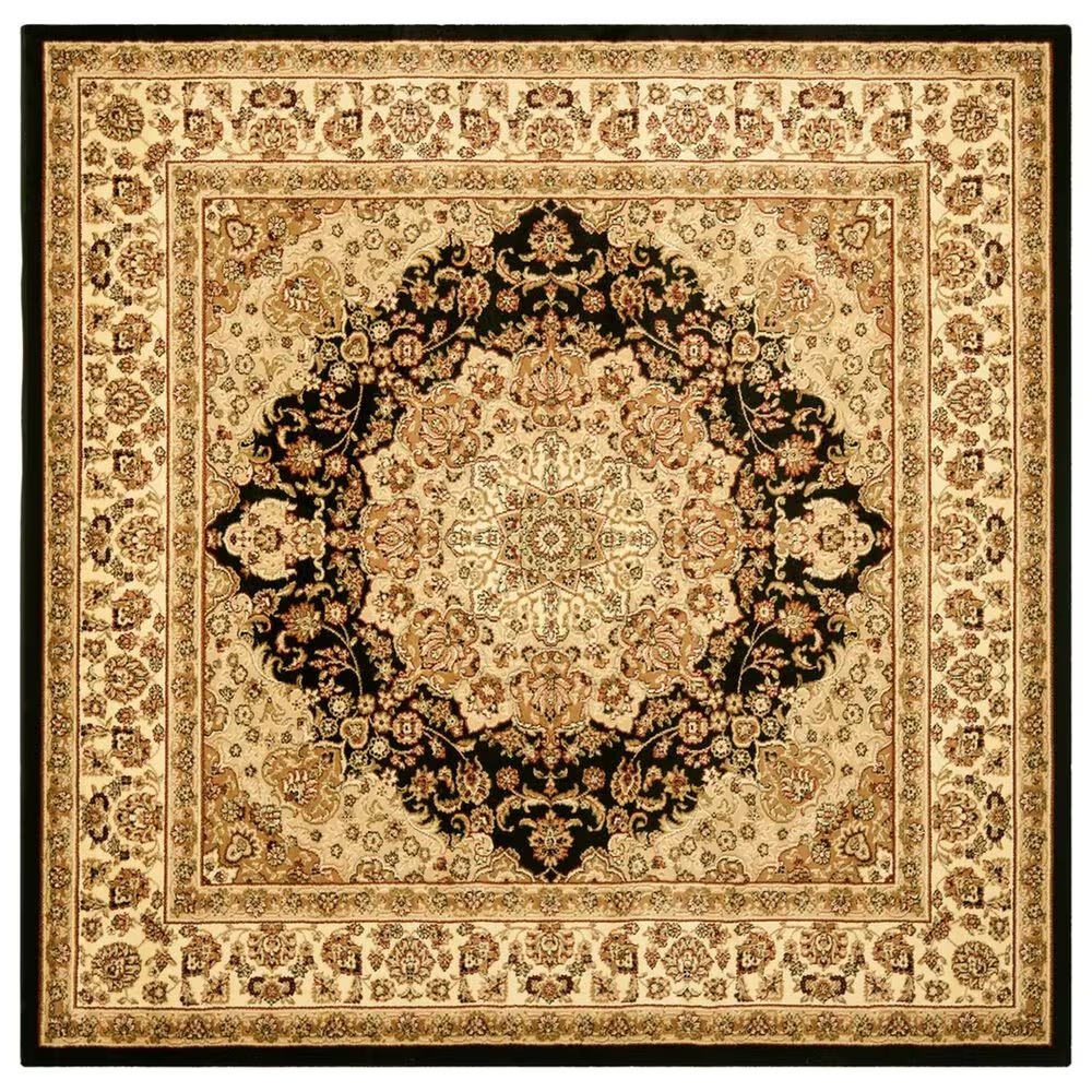 Safavieh Lyndhurst LNH222 8' Square Black and Ivory Area Rug