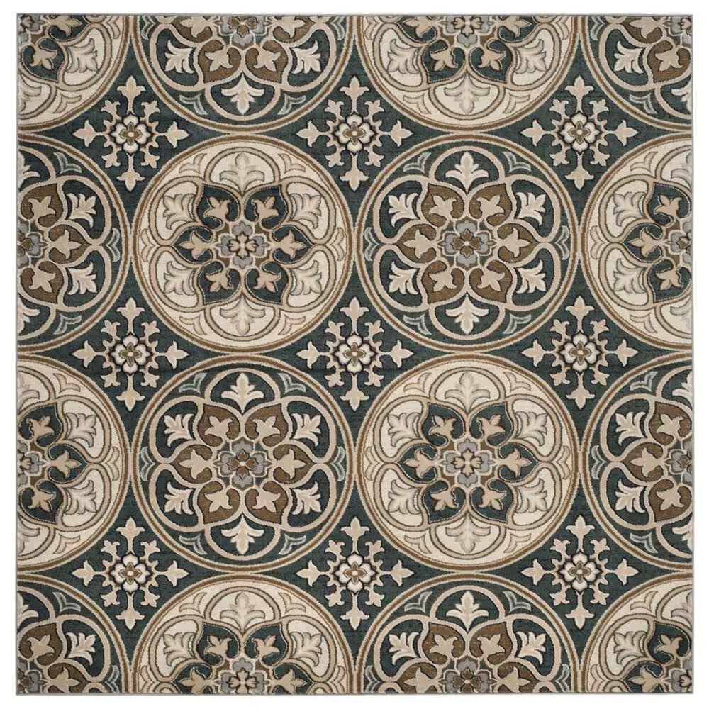 Safavieh Lyndhurst LNH341 8' Square Slate Blue and Beige Area Rug