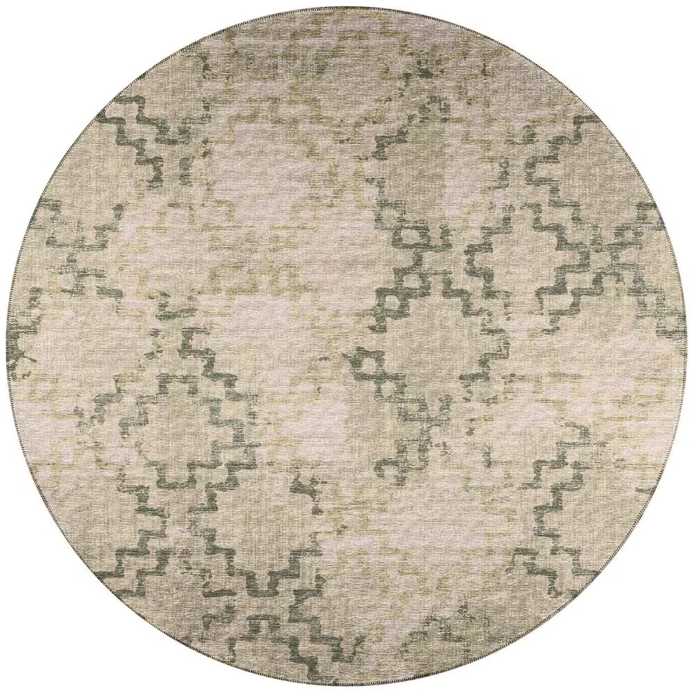 Dalyn Rug Company Sedona Geometric 4' Round Moss Indoor/Outdoor Area Performance Rug