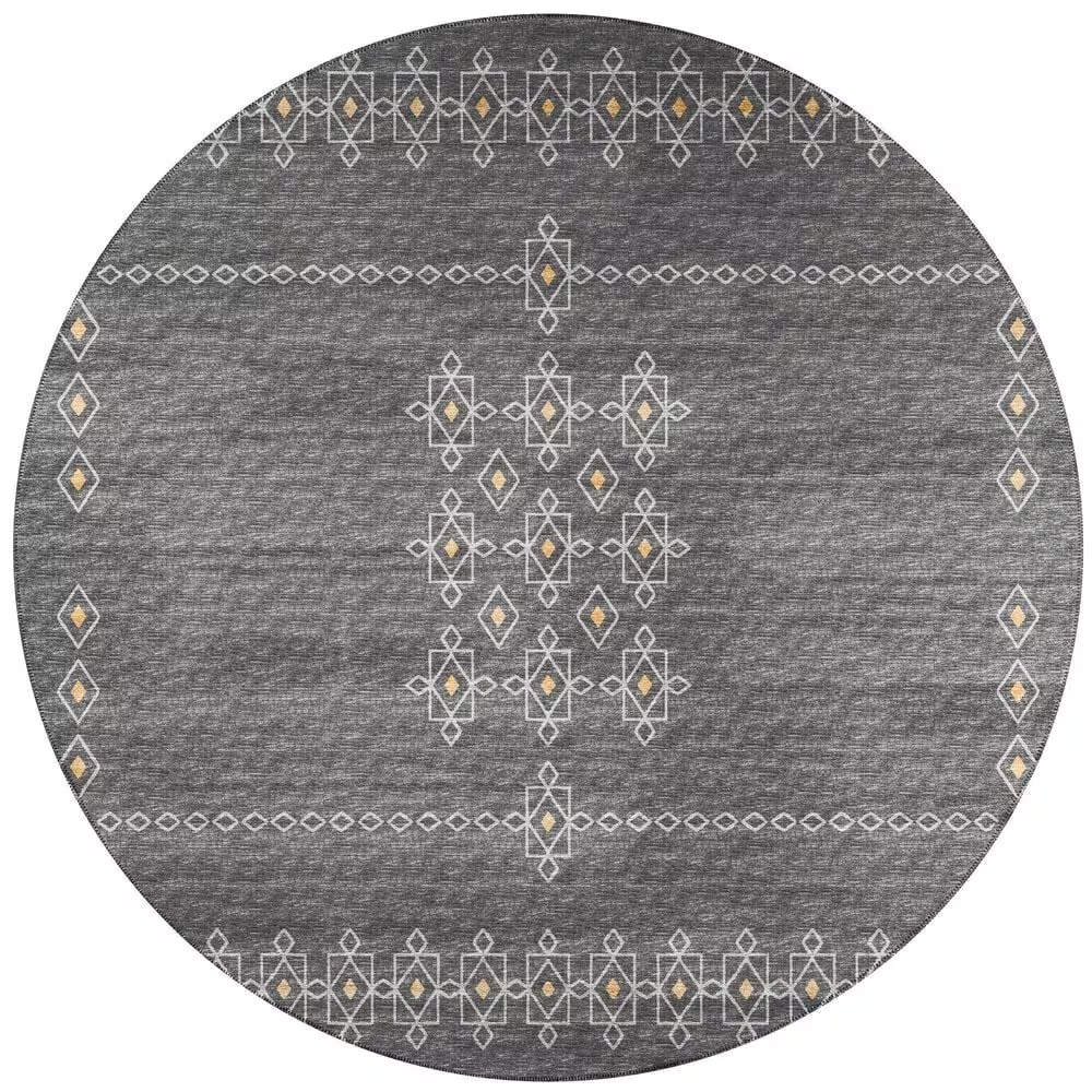 Dalyn Rug Company Sedona Southwestern 4' Round Charcoal Indoor/Outdoor Area Performance Rug