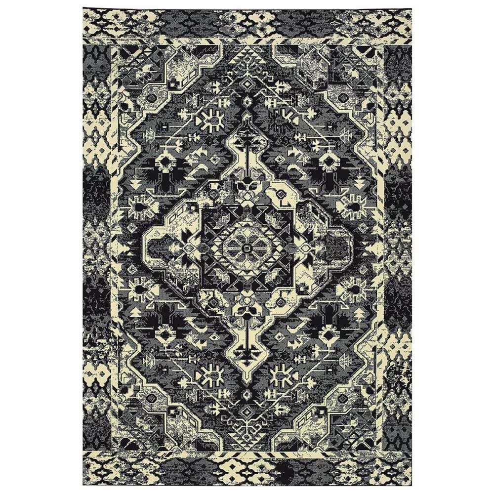 Oriental Weavers Luna 5603K 6'7" x 9'6" Black and Ivory Area Rug