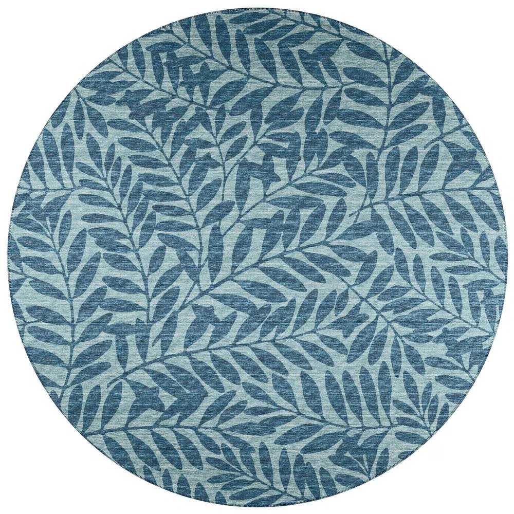 Dalyn Rug Company Sedona Floral 8' Round Denim Indoor/Outdoor Area Performance Rug