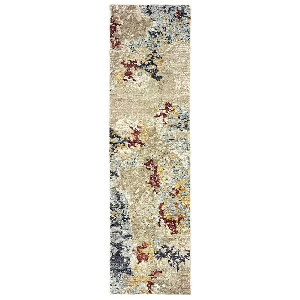 Oriental Weavers Evolution 8043K 2'6" x 12' Beige and Blue Runner