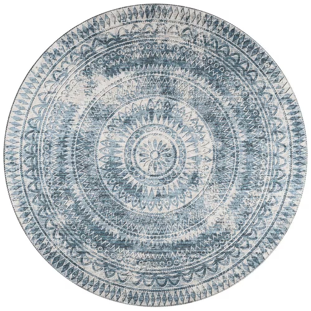 Dalyn Rug Company Sedona Oriental 10' Round Indigo Indoor/Outdoor Area Performance Rug
