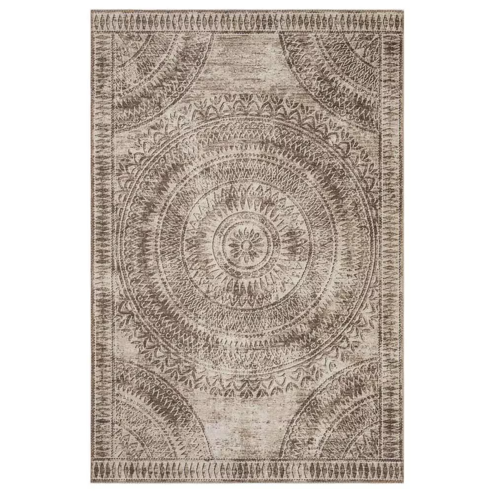 Dalyn Rug Company Sedona Oriental 10' Round Taupe Indoor/Outdoor Area Performance Rug