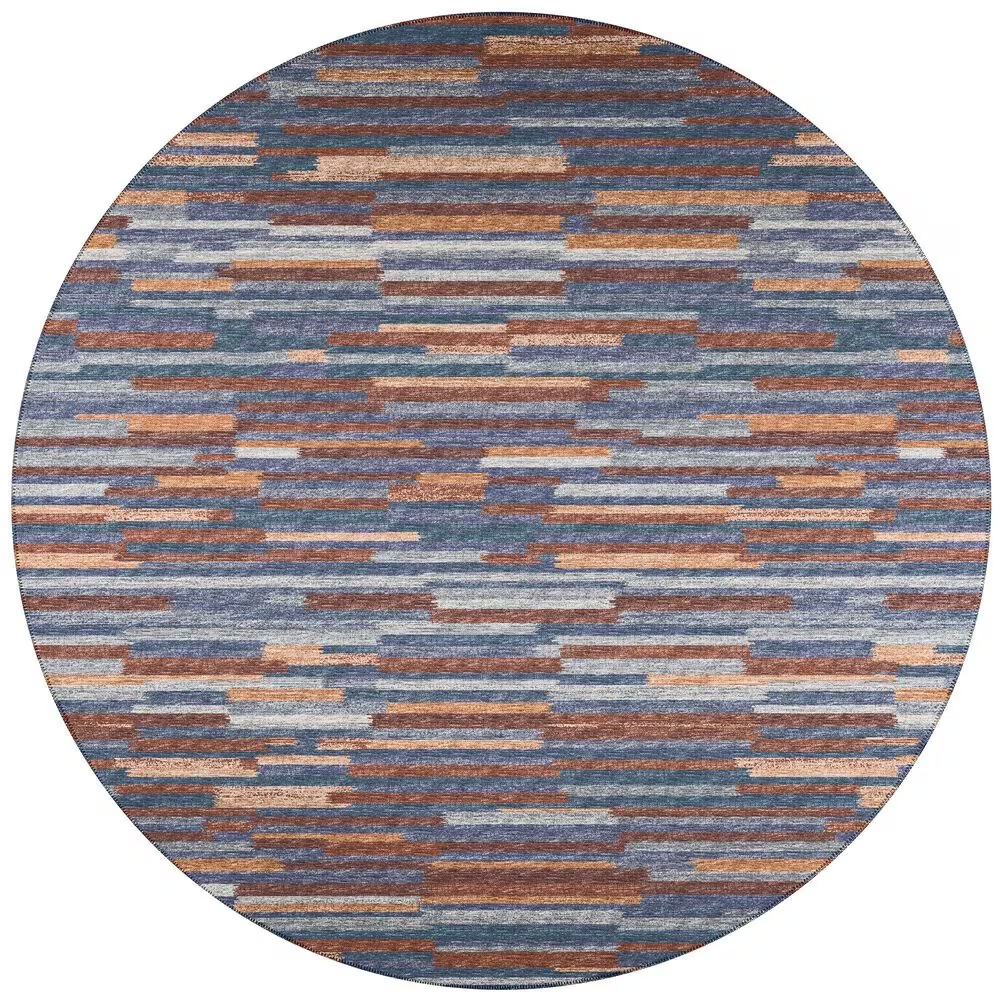 Dalyn Rug Company Sedona Striped 10' Round Denim Indoor/Outdoor Area Performance Rug