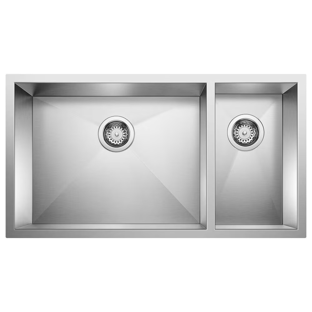 Blanco Precision 33" 70/30 Double Bowl Kitchen Sink in Satin Polished