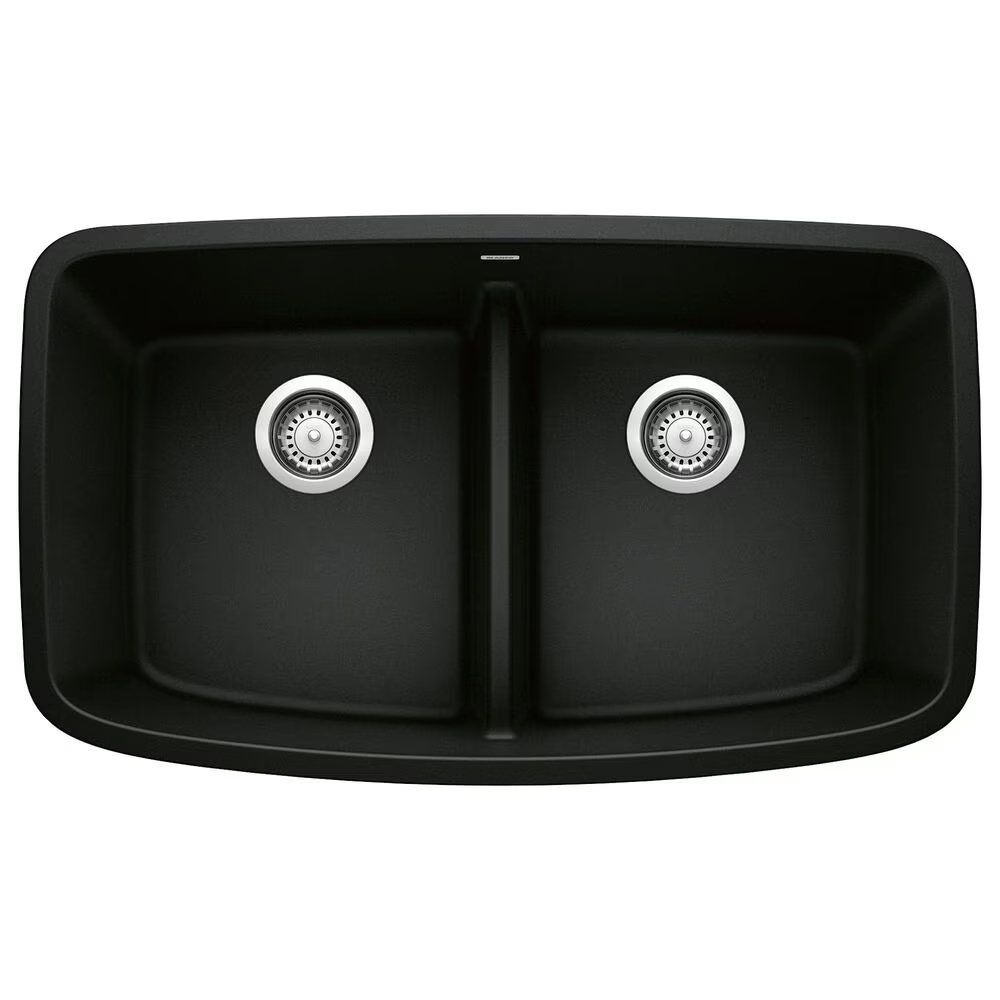 Blanco Valea Equal Double Sink with Low Divide in Coal Black