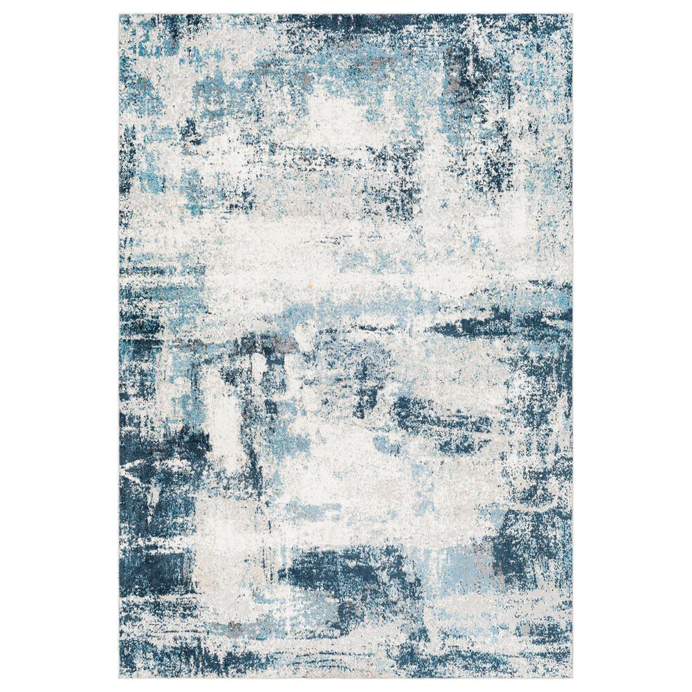 Surya Lavadora LVR2313 5'3" x 7' Ink Blue, Navy, Light Gray, Light Beige and Cream Area Rug