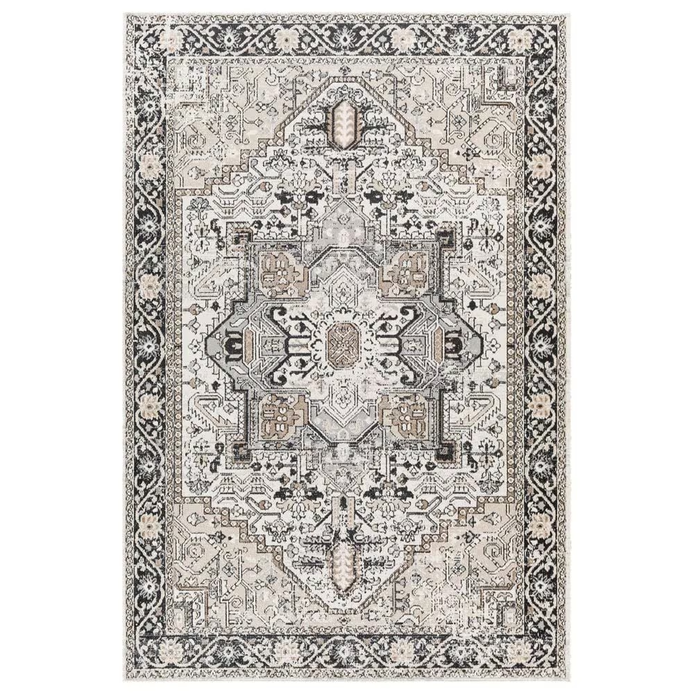 Surya Lavadora 6'7" x 9' Black, Taupe, Light Beige and Gray Area Rug