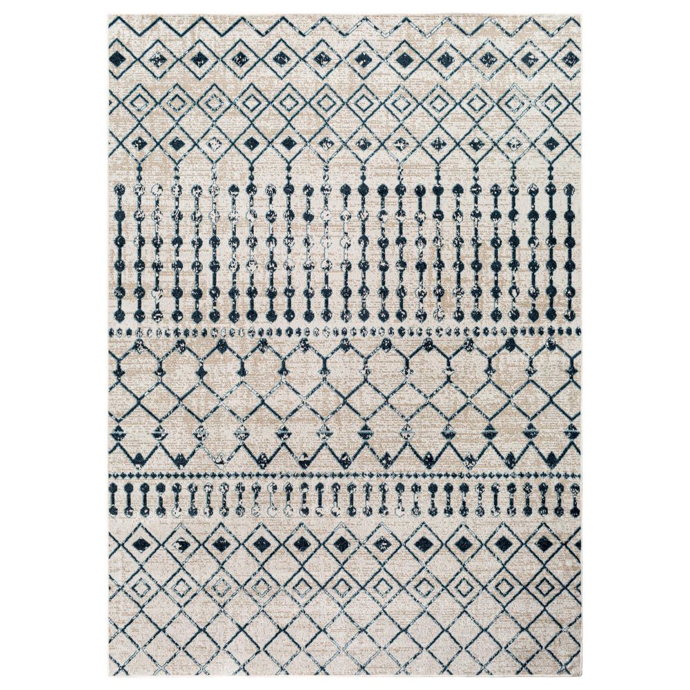 Surya Lavadora 7'10" x 10' Ink Blue, Blue, Light Beige and Light Gray Area Rug