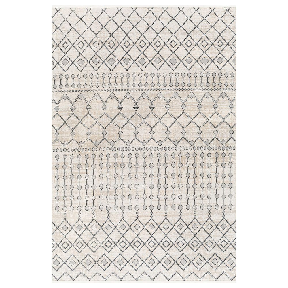 Surya Lavadora 5'3" x 7' Ink Blue, Gray, Light Beige and Light Gray Area Rug