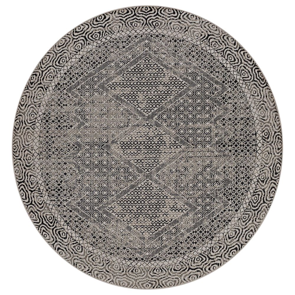 Surya Lavadora LVR2341 6'7" Round Black, Gray and Light Gray Area Rug