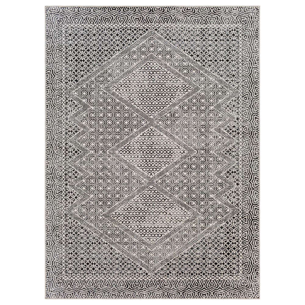 Surya Lavadora5'3" x 7' Black, Gray and Light Gray Area Rug
