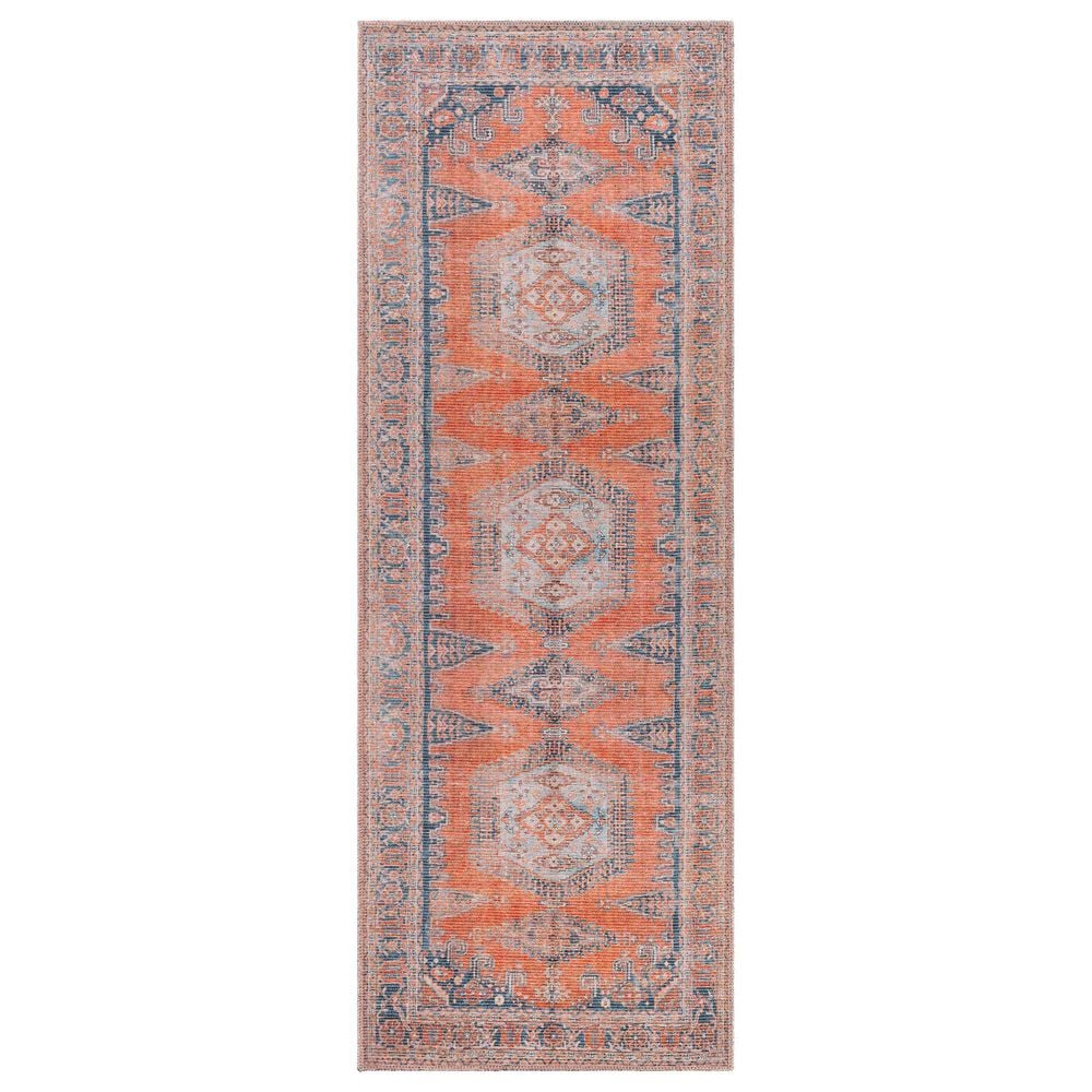 Surya Colin 2'7" x 12' Burnt Orange, Blue, Pale Blue and Tan Runner